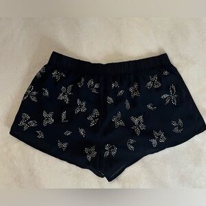 Navy and silver rhinestone bedazzled shorts
